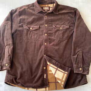 Levi Strauss Shirt Mens XL Brown Fleece Lined Corduroy Button Up Shaket Thick